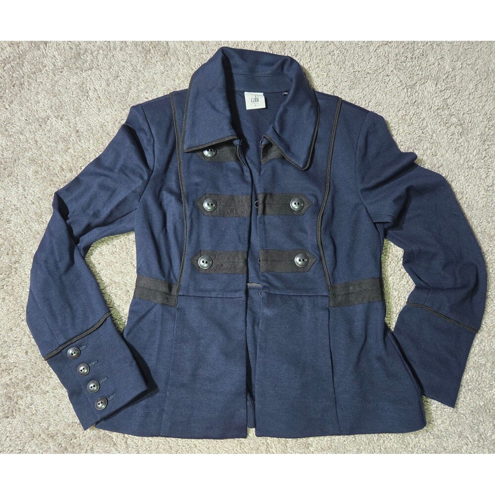 Cabi Womens Jacket In The Band Navy Knit Military Blazer Style 3375 Size Small